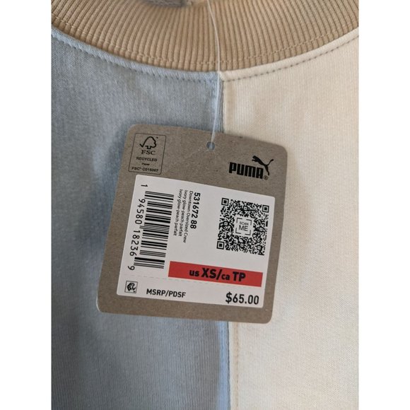 NWT Puma Downtown Crew Neck Sweatshirt XS Ivory Glow/Peach Parfait - Picture 7 of 13